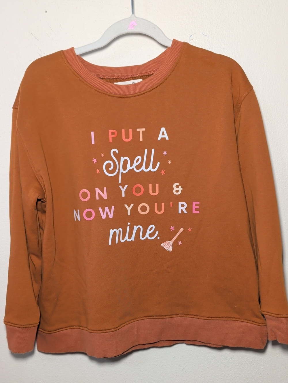 Ever After Witchy Halloween Sweatshirt "Put A Spell On You" Orange Girls Size 10